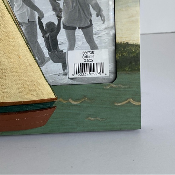 Sailboat frame outside 7" X 6.5" for a 3.5" X 5 photo free standing nautical - Picture 4 of 10